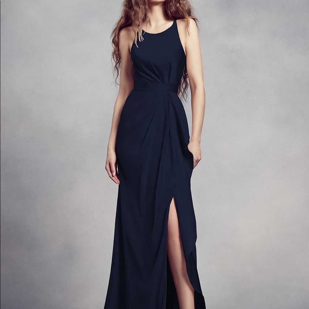 Charmeuse and Chiffon Bridesmaid Dress w Ruffle